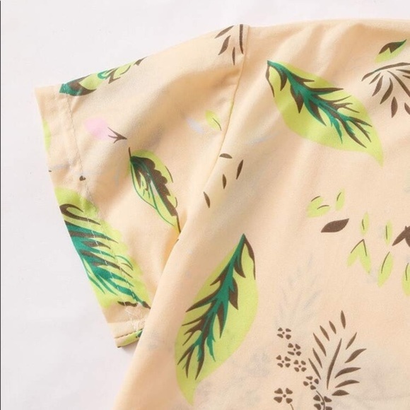 New Beige Tee & Shorts Pajama Set - Picture 3 of 5